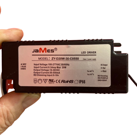 JAMES 24 VDC 20 Watt LED Driver 5 for $20 - Dimmable - UL Listed